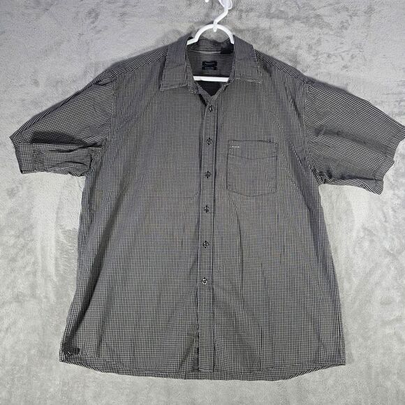 Van Heusen Wrinkle Free Black White‎ Checkered Button Down Dress Shirt XL - Picture 1 of 7